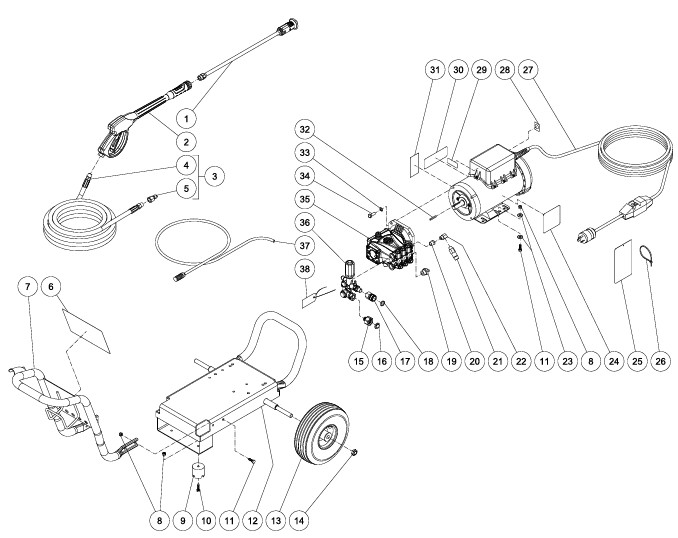 MITM JP-2003-3ME1 pressure washer parts and manual